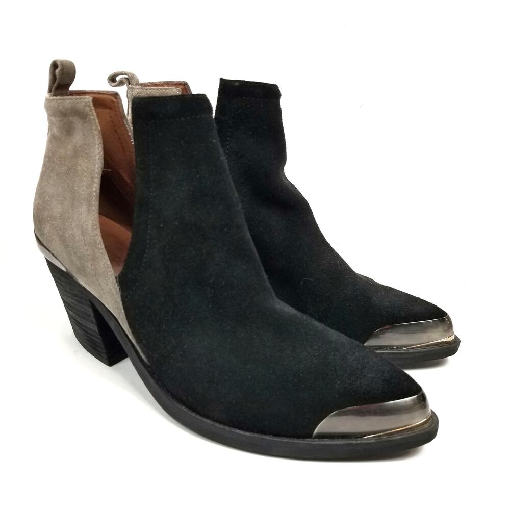 Jeffrey Campbell Optimum Black Gray Suede Ankle Boots Booties Size 9